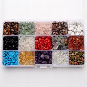 1 Container with 15 types of Semi Precious Stone Chip Beads