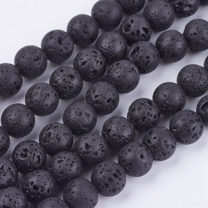 Strand 15" about 50pcs Many colors natural Black Volcanic Lava Stone Round Beads