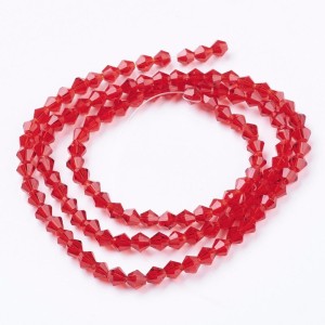 15" Strand 104pc Aprox - 4mm Bicone Faceted Beads - Red