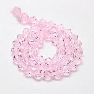 15" Strand 104pc Aprox - 4mm Bicone Faceted Beads - Pink