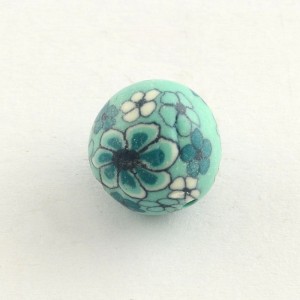10pc Handmade Flower Pattern Polymer Clay Beads, 12mm, Hole: 2mm