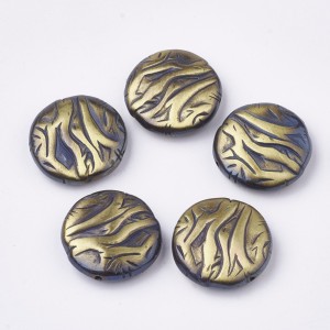 10pc Large Drawbench Flat Roundl Acrylic Beads, Antique Bronze, 26x8mm, Hole: 1mm