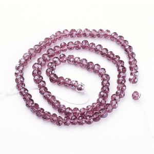 14" Strand 95pc Aprox - 6x4mm Pearl Lustre Purple Faceted Rondelle Beads