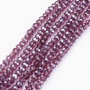 14" Strand 95pc Aprox - 6x4mm Pearl Lustre Purple Faceted Rondelle Beads