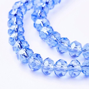 14" Strand 95pc Aprox - 6x4mm Pearl Lustre Cornflower Blue Faceted Rondelle Beads