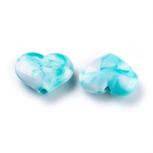 20pc Assorted Large Heart Acrylic Beads, 20x23x8mm, Hole: 2.5mm