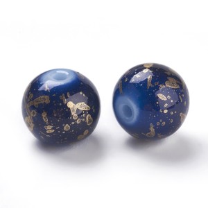 10pc Round Resin Beads Prussian Blue, 8mm Hole:1mm