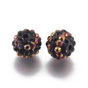 10pc Bumpy Berry Rhinestone Resin Beads, 14x12mm, Hole: 2mm