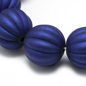 10pc Large Rubberized Acrylic Pumpkin Shape Beads 16.5mm Dark Blue