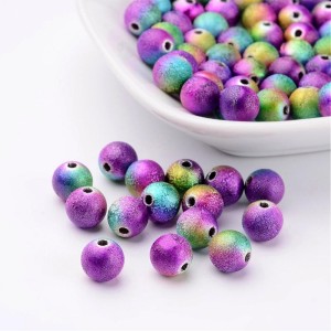 50pc Spray Painted Acrylic Beads, 8mm, Hole: 1.9mm