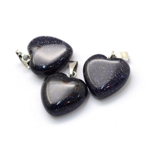 Heart Synthetic Blue Goldstone Pendants, with Platinum Tone Brass Findings17x16mm