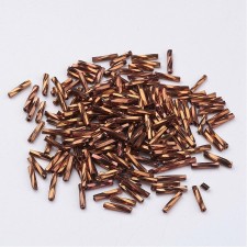 Glass Bugle Beads: 9mm Iris Copper Twist 20g