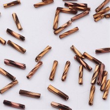 Glass Bugle Beads: 9mm Iris Copper Twist 20g