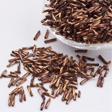 Glass Bugle Beads: 9mm Iris Copper Twist 20g