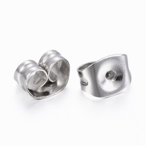 50pc Stainless Steel Earring Backs Silver Scroll Back 
