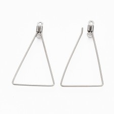 10pc Triangle Hoop Earring Findings Stainless Steel 38x21mm