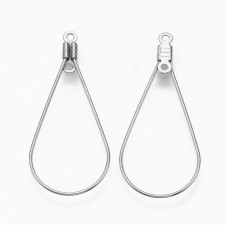 10pc Tear Drop Hoop Earring Findings Stainless Steel 38x17mm