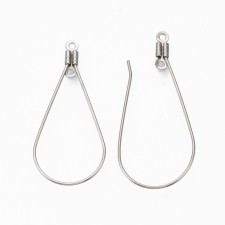 10pc Tear Drop Hoop Earring Findings Stainless Steel 38x17mm