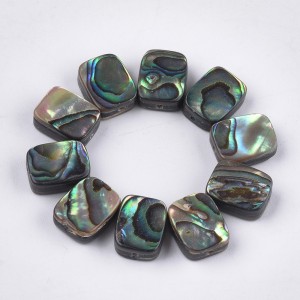 10pcs Natural Abalone Shell Rectangle Beads 10mm x 8mm