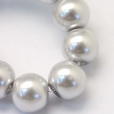 31" Strand 4mm Round Glass Pearl Imitation Beads - Light Grey 