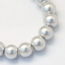 31" Strand 4mm Round Glass Pearl Imitation Beads - Light Grey 