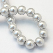 31" Strand 4mm Round Glass Pearl Imitation Beads - Light Grey 