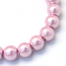 31" Strand 4mm Round Glass Pearl Imitation Beads - Flamingo