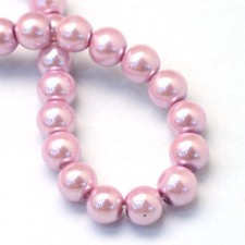 31" Strand 4mm Round Glass Pearl Imitation Beads - Flamingo