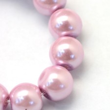 31" Strand 4mm Round Glass Pearl Imitation Beads - Flamingo