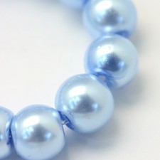 31" Strand 4mm Round Glass Pearl Imitation Beads - Sky Blue