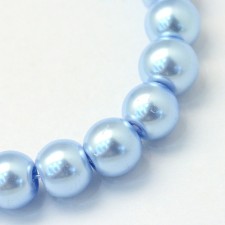 31" Strand 4mm Round Glass Pearl Imitation Beads - Sky Blue