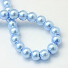 31" Strand 4mm Round Glass Pearl Imitation Beads - Sky Blue