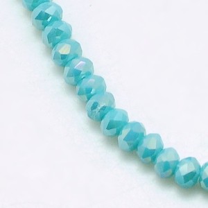 13" Strand 140pc Aprox - 3x2mm Crystal Faceted Round Beads - Opaque AB Turquoise