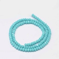 13" Strand 140pc Aprox - 3x2mm Crystal Faceted Round Beads - Opaque Turquoise