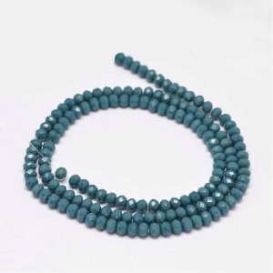 13" Strand 140pc Aprox - 3x2mm Crystal Faceted Round Beads - Opaque Teal