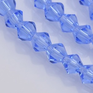 3mm Bicone Transparent Glass 14" Strand - Cornflower Blue 