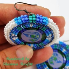 Beadwork By Shannon - Round Studs Fire Colors with Black on Posts