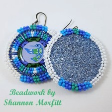 Beadwork By Shannon - Round Studs Fire Colors with Black on Posts