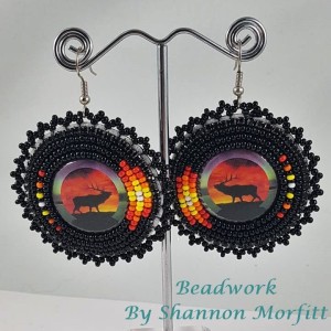 Beadwork By Shannon - Round Elk Fire Color Seed Beaded Earrings on Hooks
