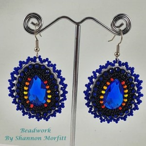 Beadwork By Shannon - Blue Beaded Earrings on Hooks
