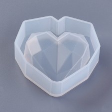 1pc Faceted Heart Cabochon Pendant Silicone Flexible Push Molds, Resin Casting, For UV Resin, Epoxy Resin Jewelry Making