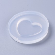 1pc Flat Heart Cabochon Pendant Silicone Flexible Push Molds, Resin Casting, For UV Resin, Epoxy Resin Jewelry Making