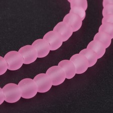 4mm Glass Frosted Matte Neon 31" Strand - Pink