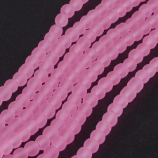 4mm Glass Frosted Matte Neon 31" Strand - Pink