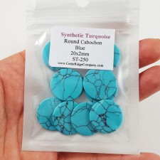 10pc Synthetic Turquoise Cabochons Round 20x2mm