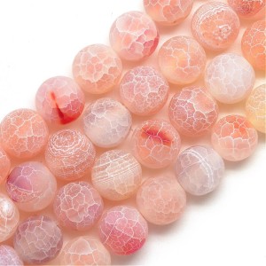 4mm Natural Weathered Agate Gemstone Beads 15" Strand - Dyed Lt. Salmon