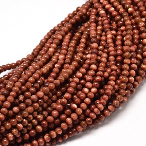 4mm Synthetic Gold Stone Gemstone Beads 16" Strand
