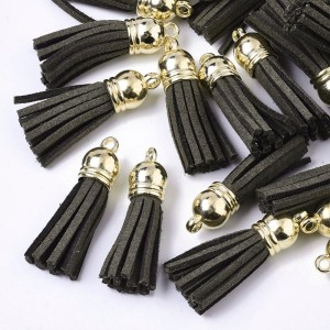 10pc Faux Suede Tassels 35x10mm - Olive