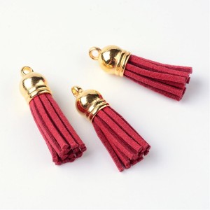 10pc Faux Suede Tassels 35x10mm - Red