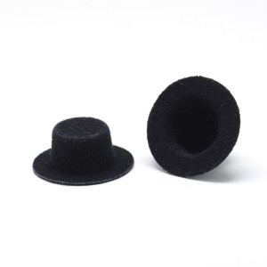 4pc Flocked Mini Hats 40x16mm - Black